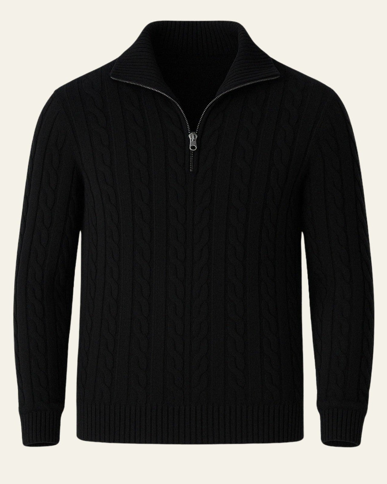 Maglione Uomo Lavorato con Zip in Cotone Pettinato Resistente