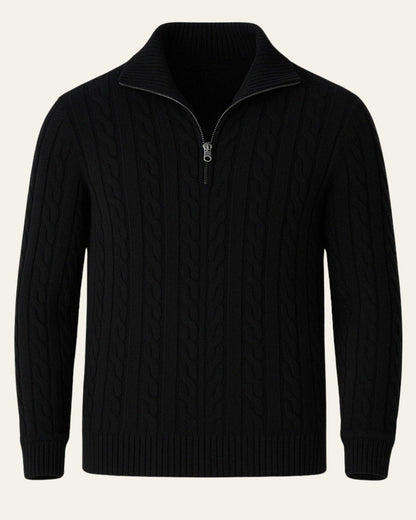 Maglione Uomo Lavorato con Zip in Cotone Pettinato Resistente