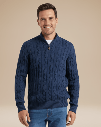 Maglione Uomo a Treccia con Mezza Zip Comfort Versatile