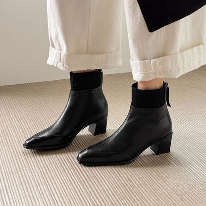 Nicoletta | Stivaletti Donna in Pelle Autentica a Punta Quadrata