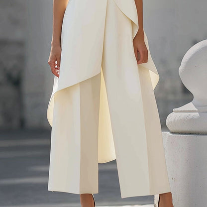 Daniela | Tuta Elegante Donna a Collo Alto con Drappeggio