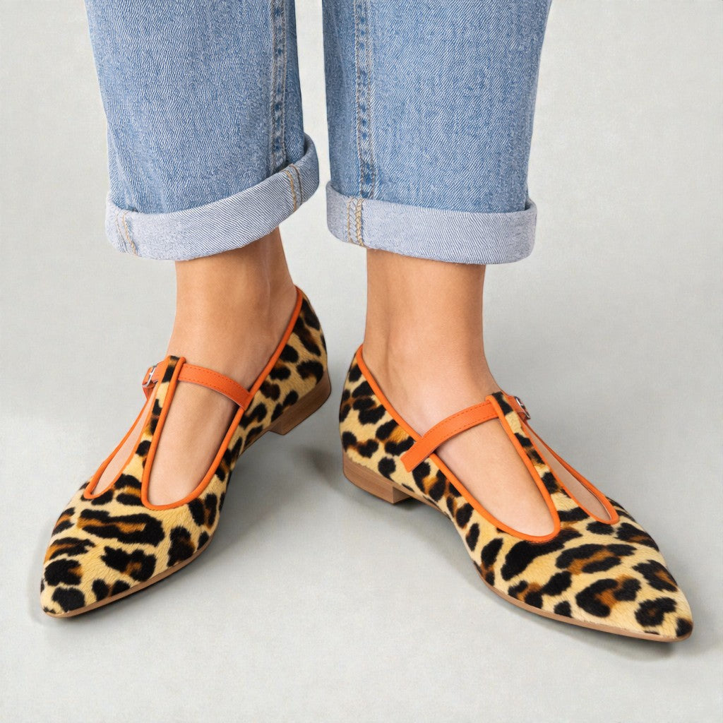 Ballerine Donna con Cinturino Stampa Leopardata