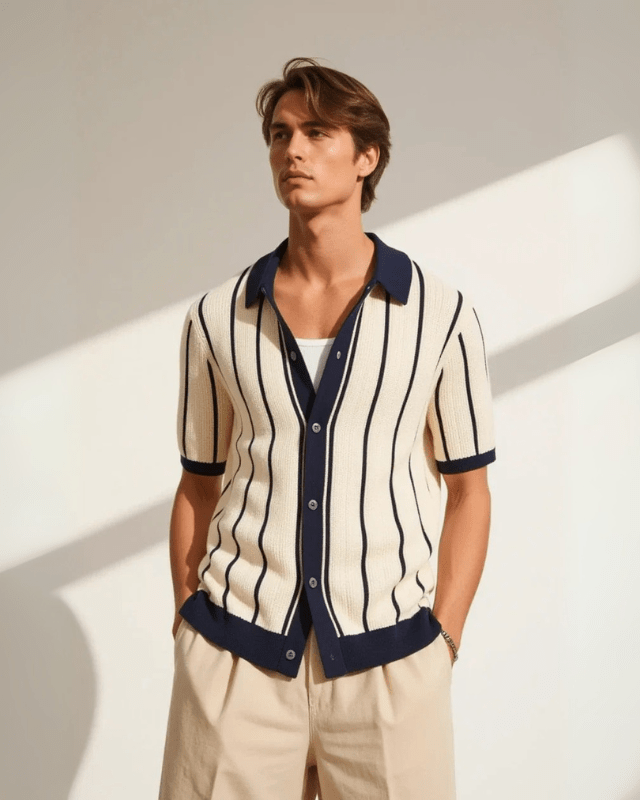 Polo Uomo in Maglia di Cotone Knit Premium Caduta Liscia