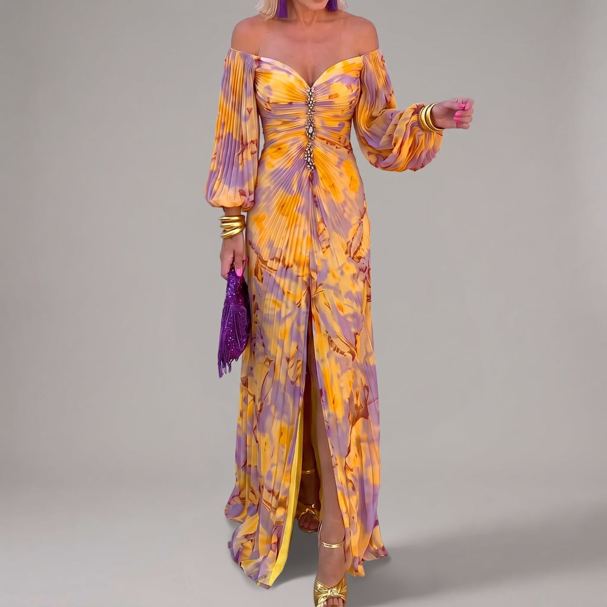 Mia - Abito lungo donna tie-dye con spalle scoperte