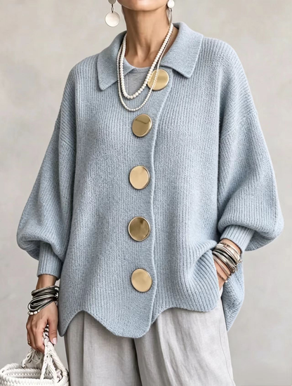 Isadora | Cardigan Donna Oversize con Bottoni Dorati