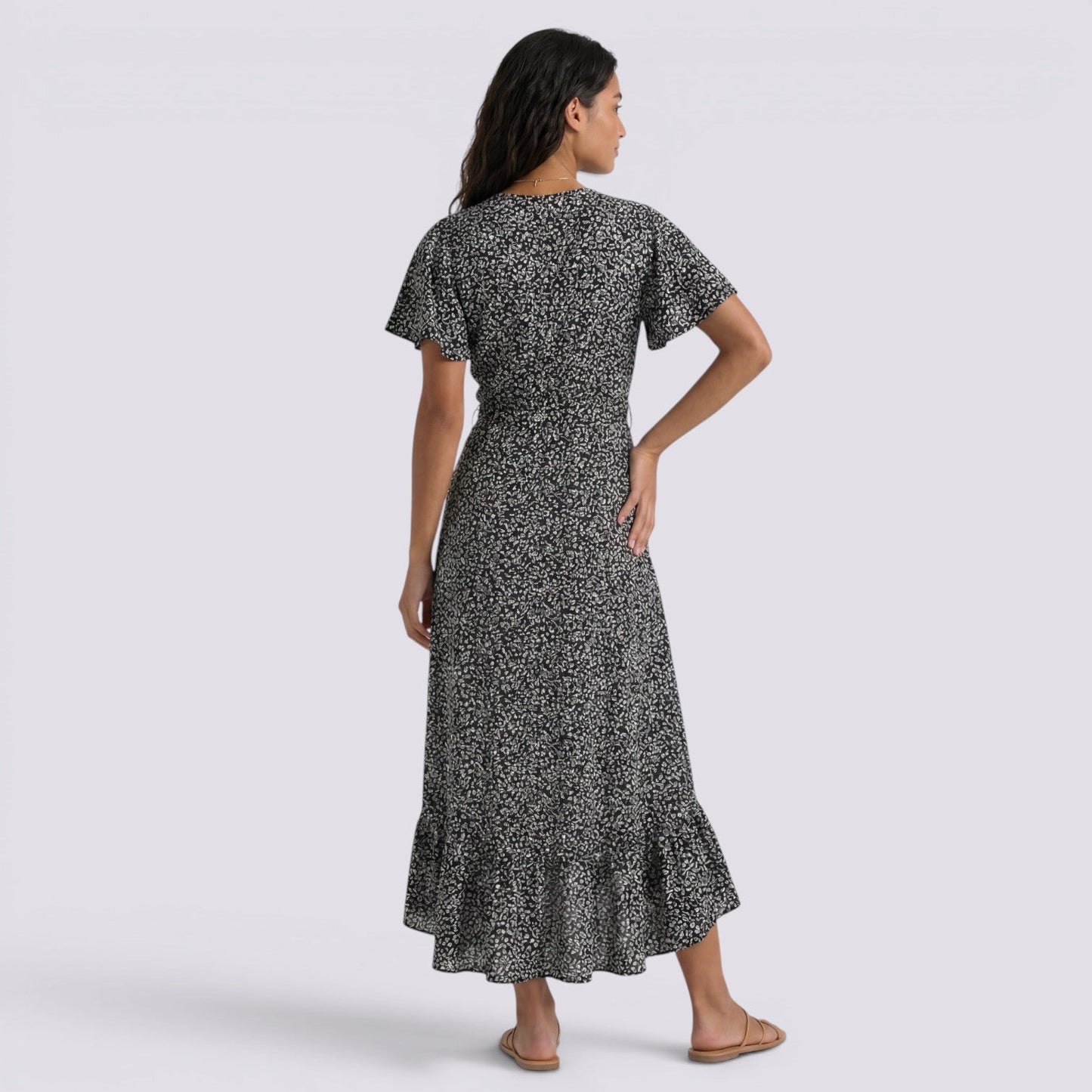 Abito Lungo Donna Floreale Boho con Scollo a V