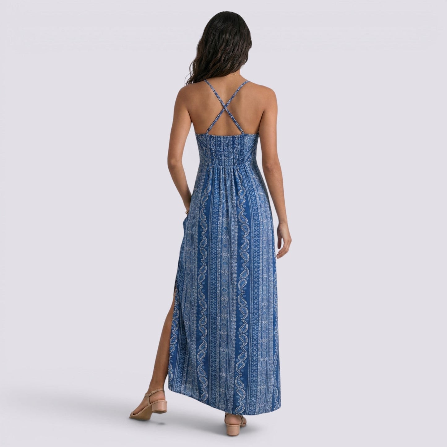 Abito Lungo Donna Boho con Schiena Aperta