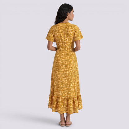 Abito Lungo Donna Floreale Boho con Scollo a V