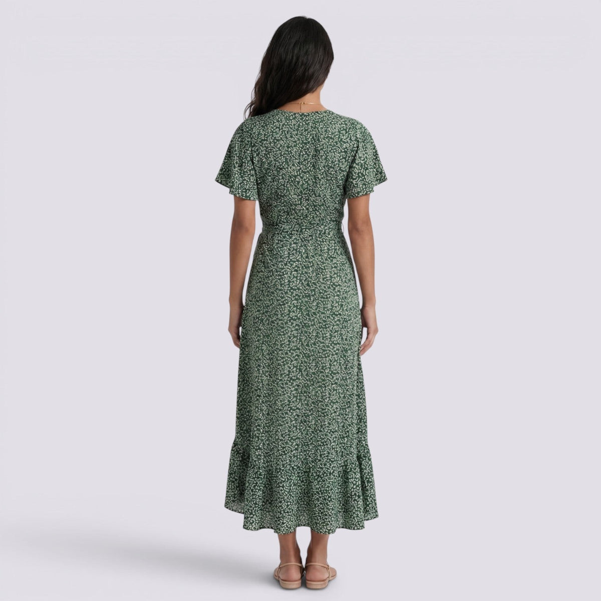 Abito Lungo Donna Floreale Boho con Scollo a V