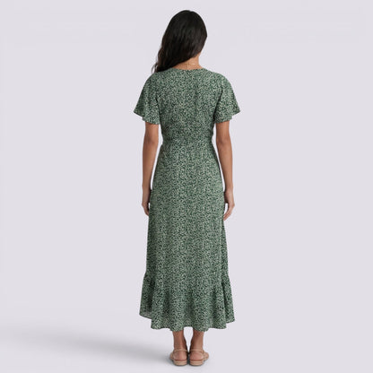 Abito Lungo Donna Floreale Boho con Scollo a V