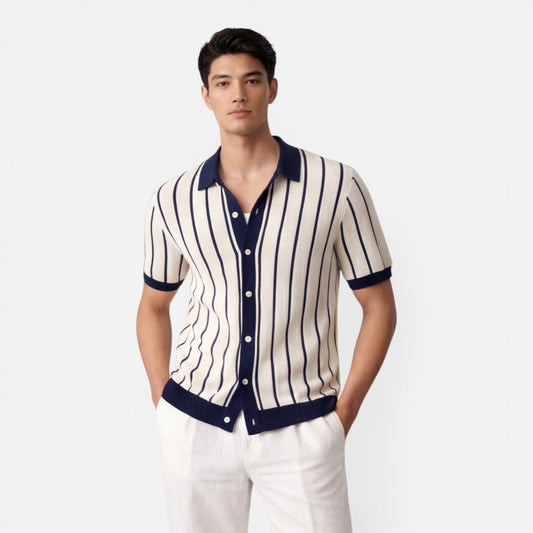 Polo Uomo a Righe in Maglia Leggera