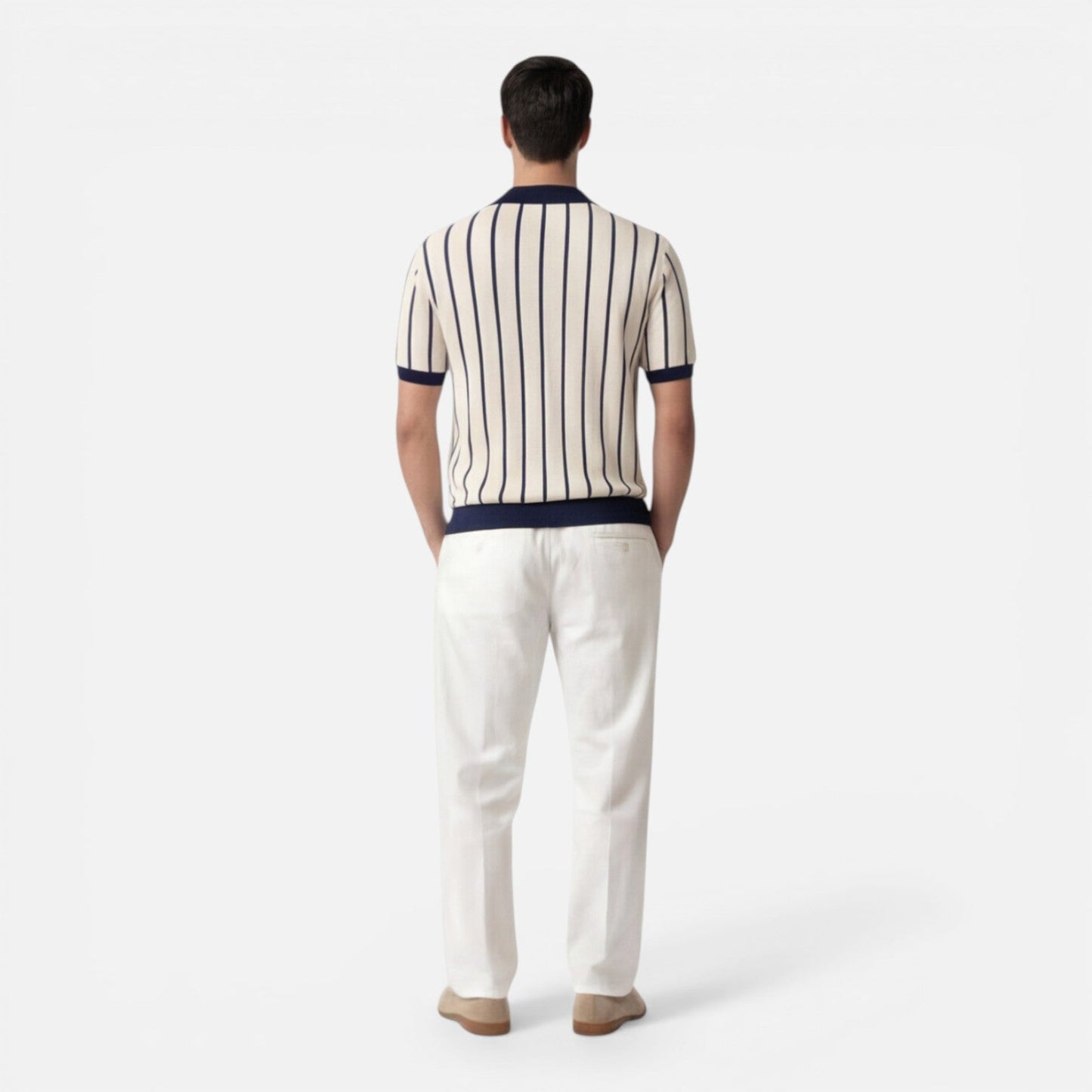 Polo Uomo a Righe in Maglia Leggera Manica Corta Estiva