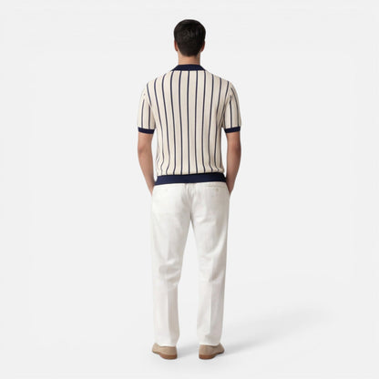 Polo Uomo a Righe in Maglia Leggera Manica Corta Estiva