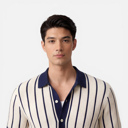 Polo Uomo a Righe in Maglia Leggera Manica Corta Estiva