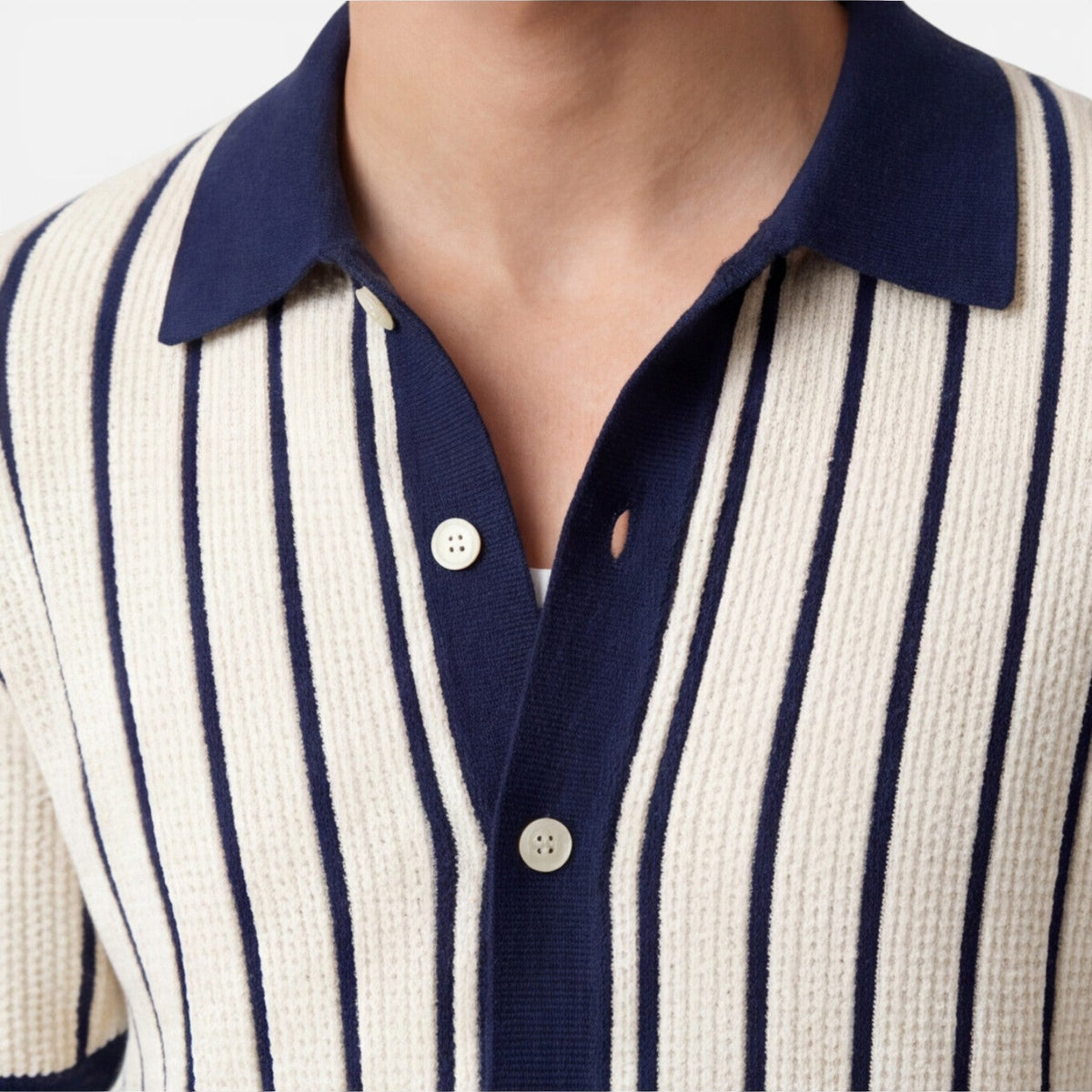 Polo Uomo a Righe in Maglia Leggera Manica Corta Estiva