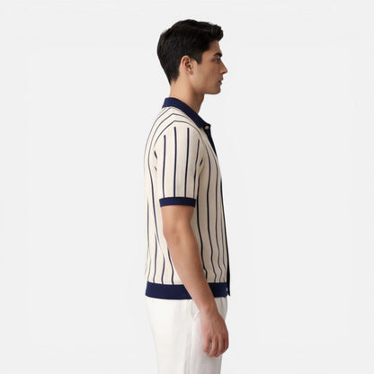 Polo Uomo a Righe in Maglia Leggera Manica Corta Estiva
