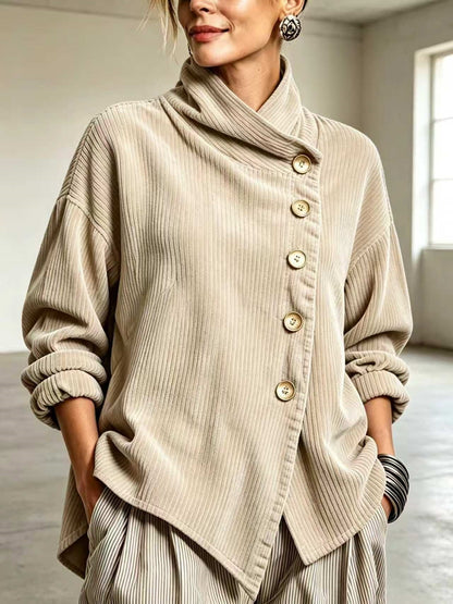 Caterina | Maglione Donna in Velluto a Coste con Collo Alto