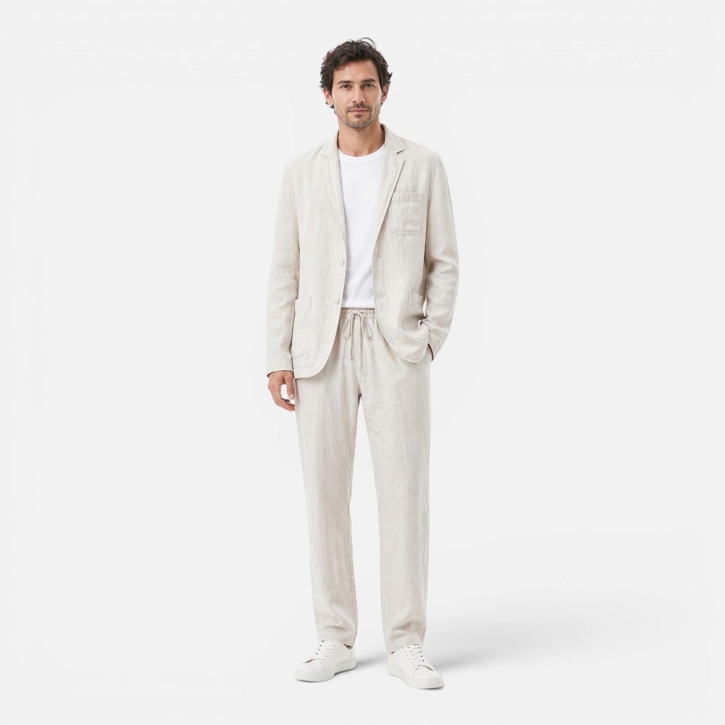 Completo Lino Uomo Giacca e Pantaloni Estivo Elegante