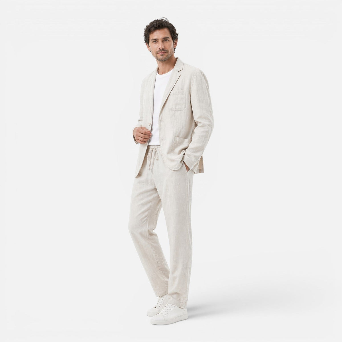 Completo Lino Uomo Giacca e Pantaloni Estivo Elegante