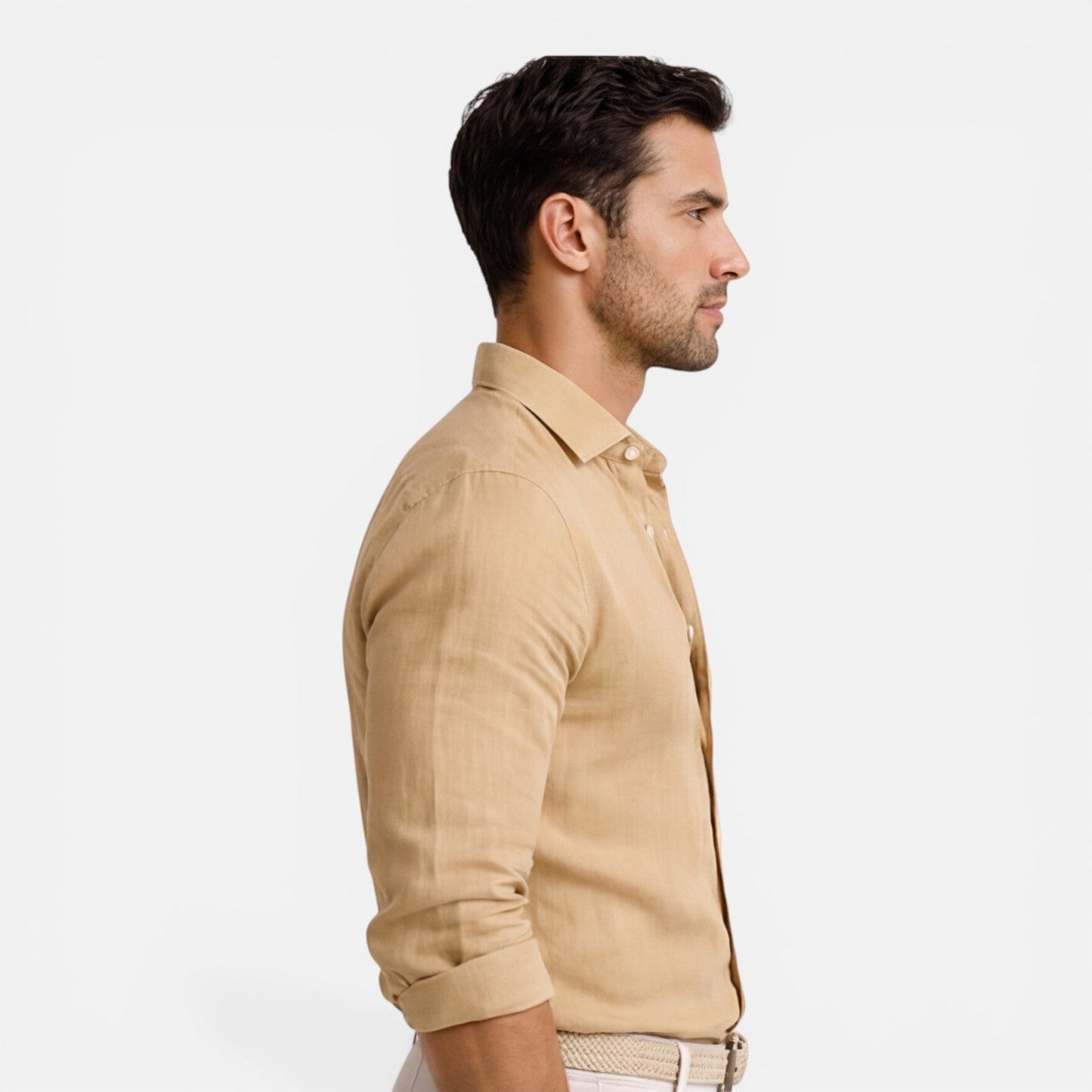 Camicia Lino Uomo Slim Fit Misto Cotone Traspirante