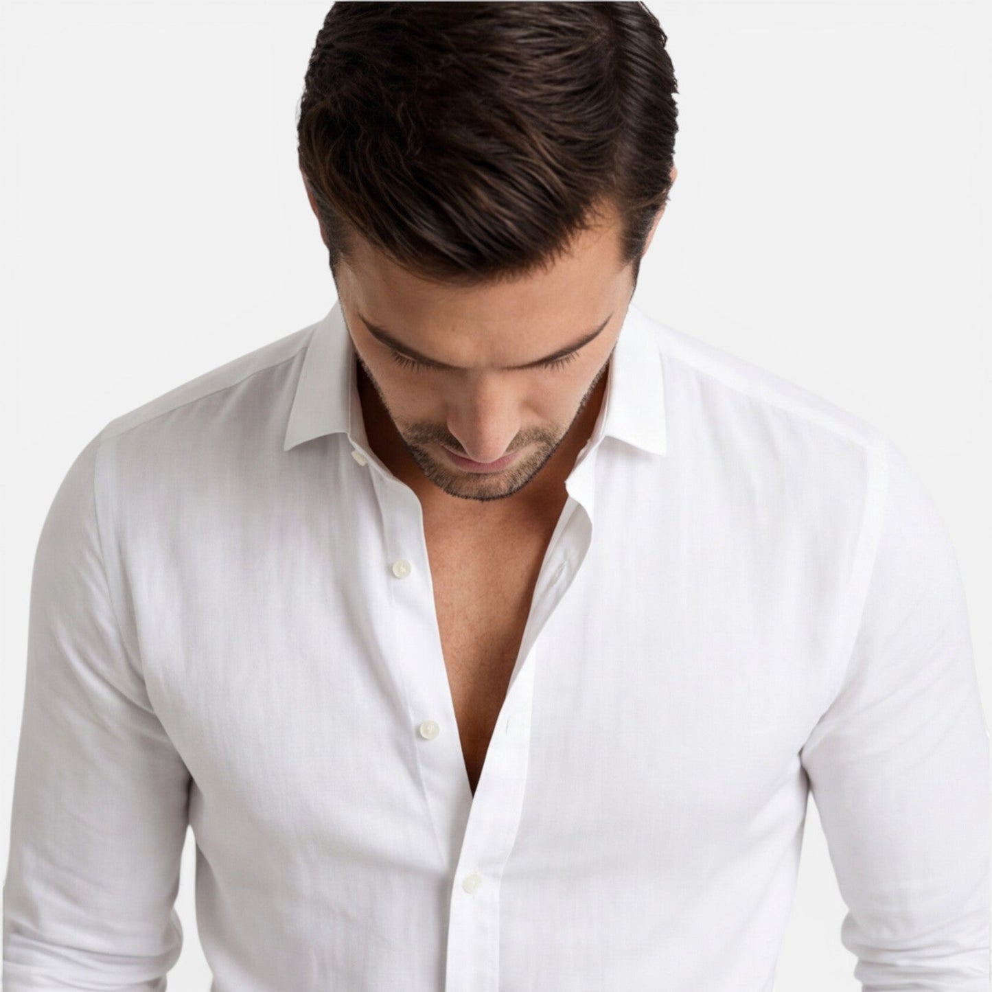 Camicia Lino Uomo Slim Fit Misto Cotone Traspirante