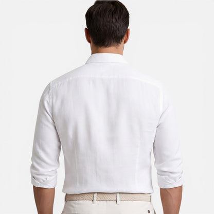 Camicia Lino Uomo Slim Fit Misto Cotone Traspirante