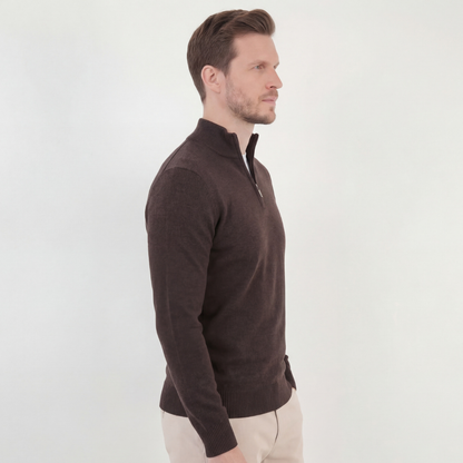 Maglione Uomo Mezza Zip Collo Alto in Maglia