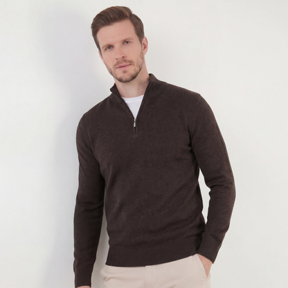 Maglione Uomo Mezza Zip Collo Alto in Maglia