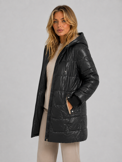 Cappotto Lungo Donna Imbottito con Cappuccio Trapuntato