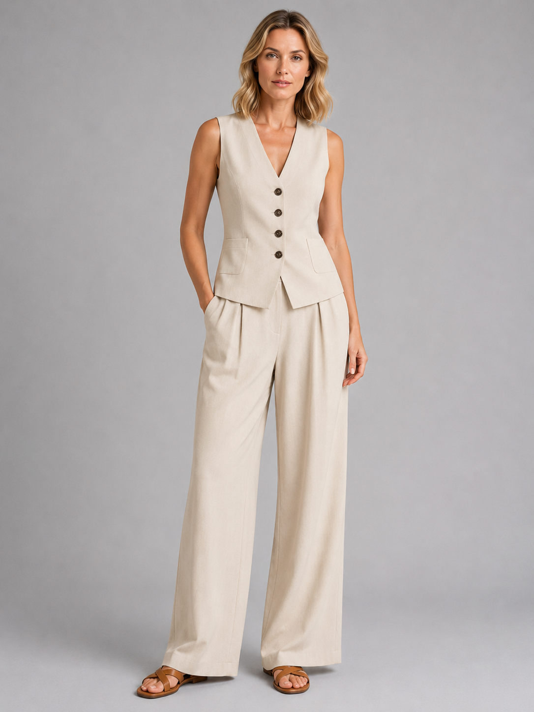 Completo Donna Gilet e Pantaloni Palazzo