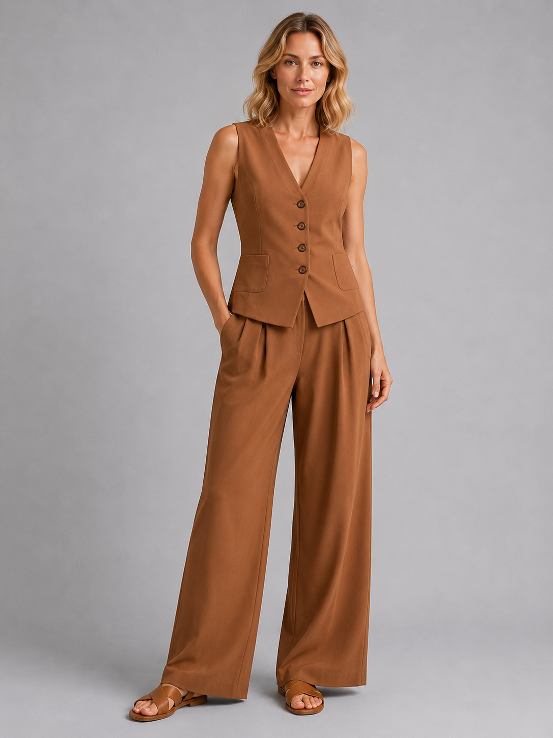 Completo Donna Gilet e Pantaloni Palazzo