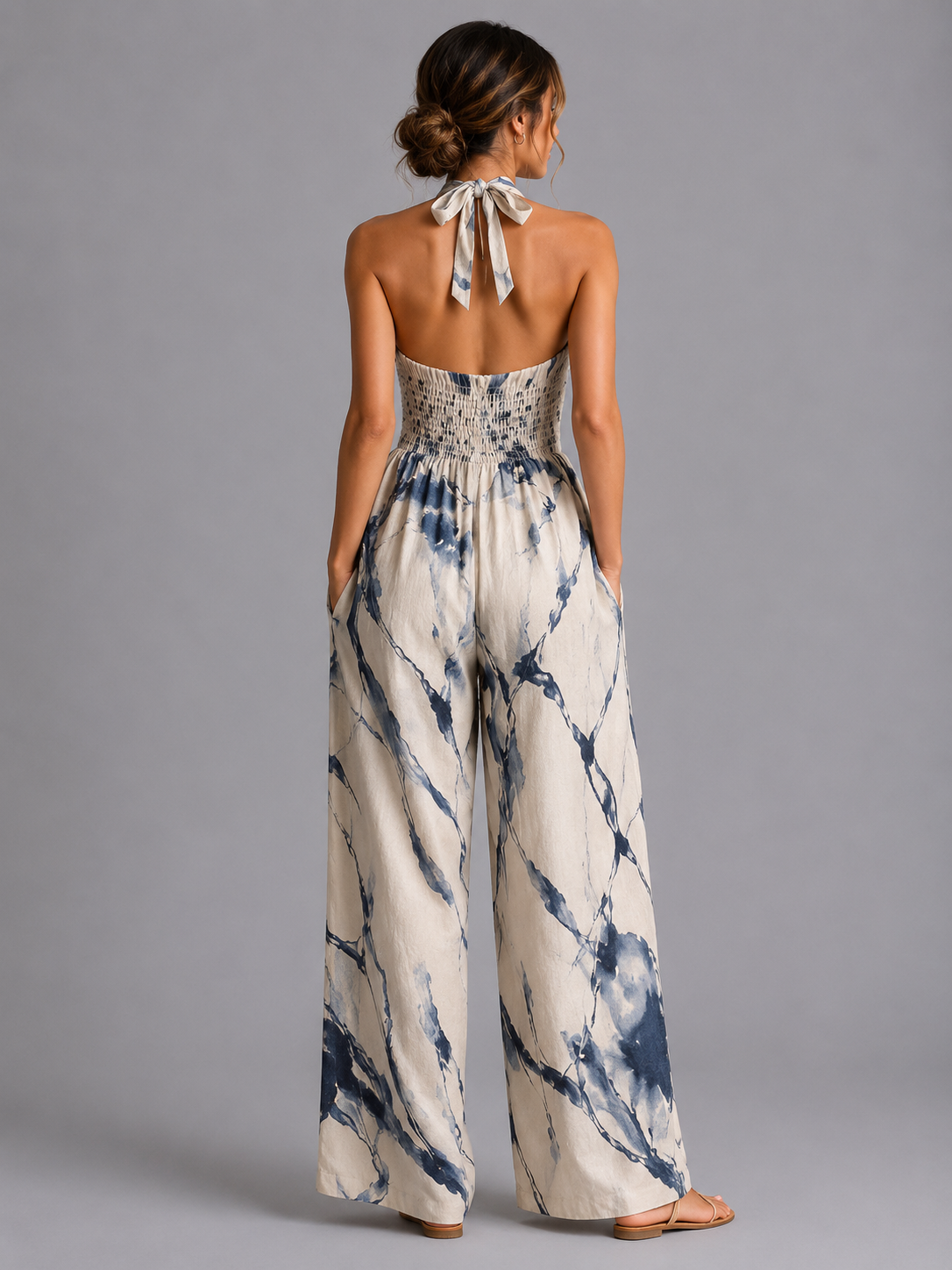 Tuta Donna Stampata con Scollo Halter