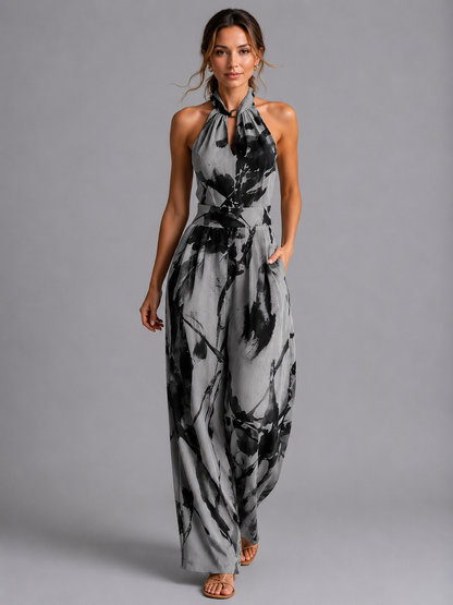 Tuta Donna Stampata con Scollo Halter