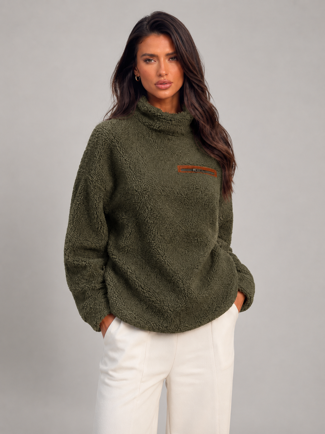 Maglione Donna a Collo Alto in Maglia Spazzolata