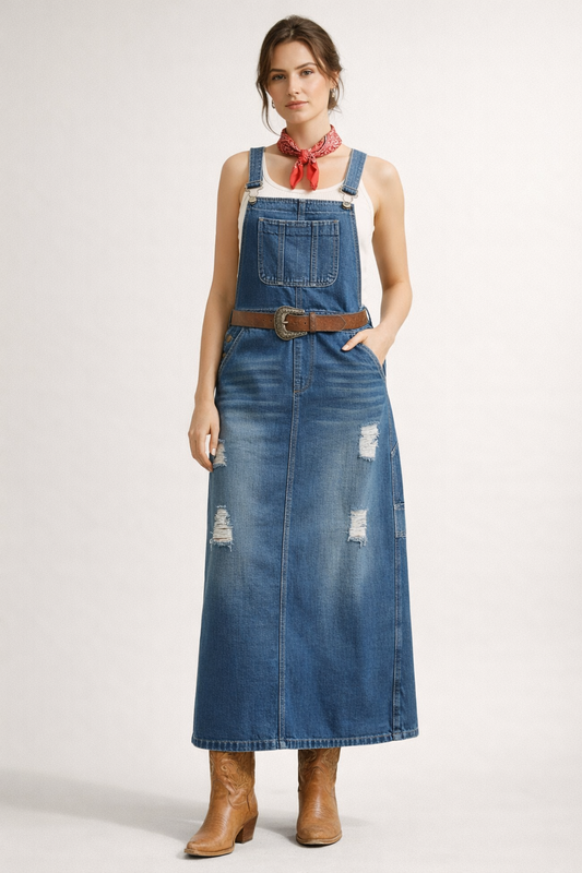 Salopette Midi Donna in Jeans