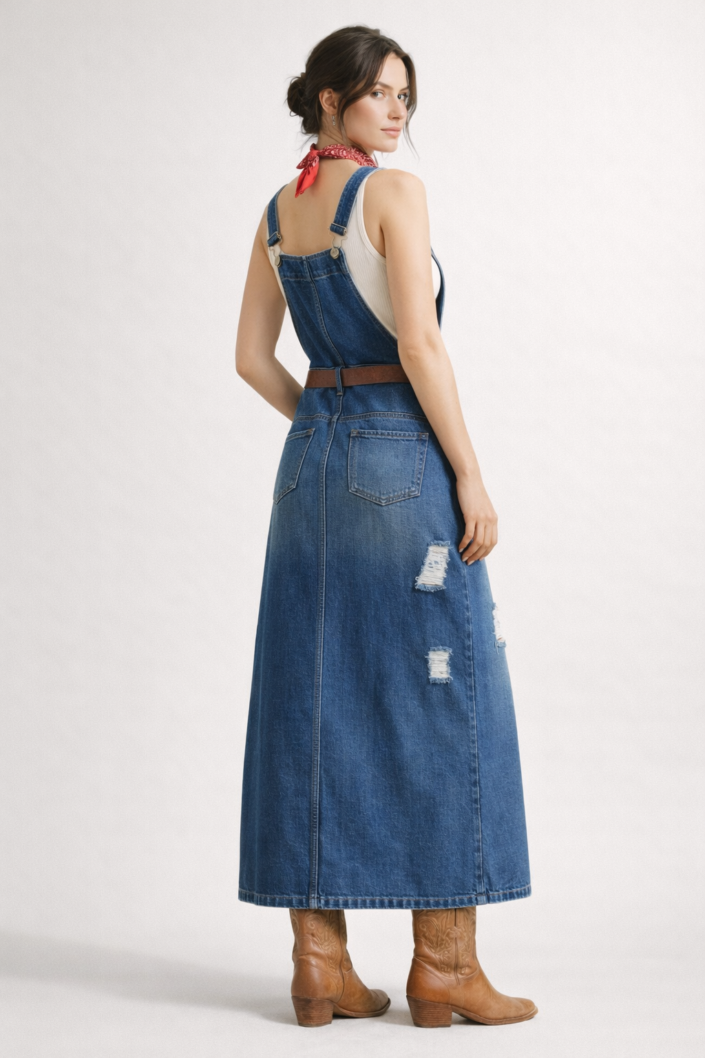 Salopette Midi Donna in Jeans