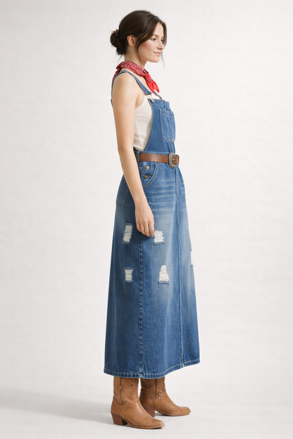 Salopette Midi Donna in Jeans