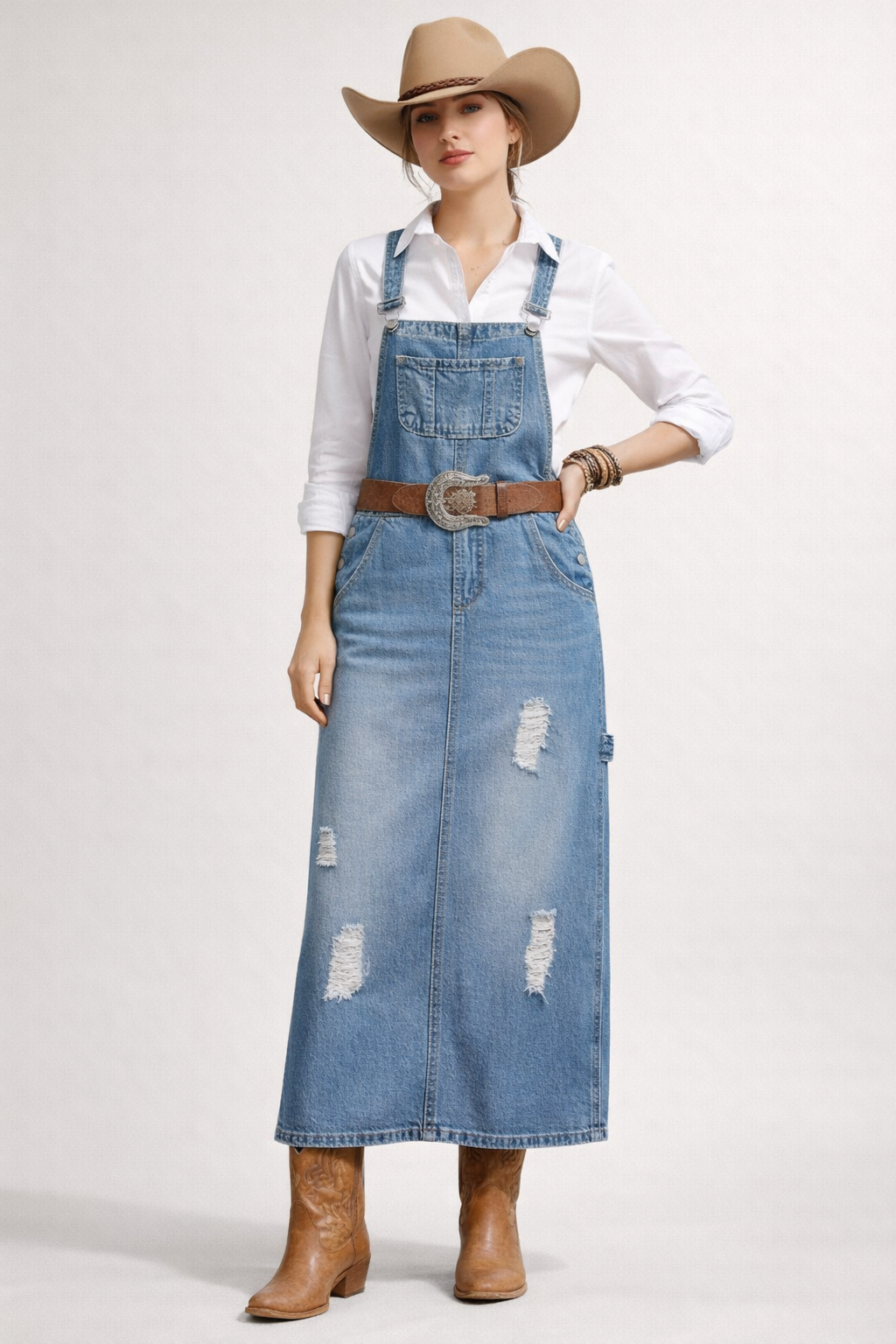 Salopette Midi Donna in Jeans