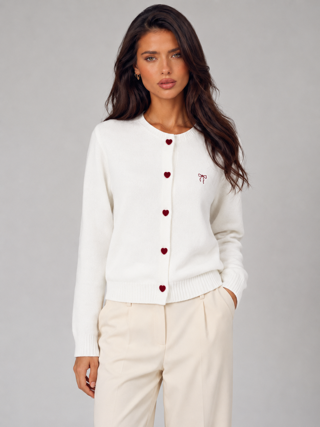 Cardigan Donna con Bottoni a Cuore