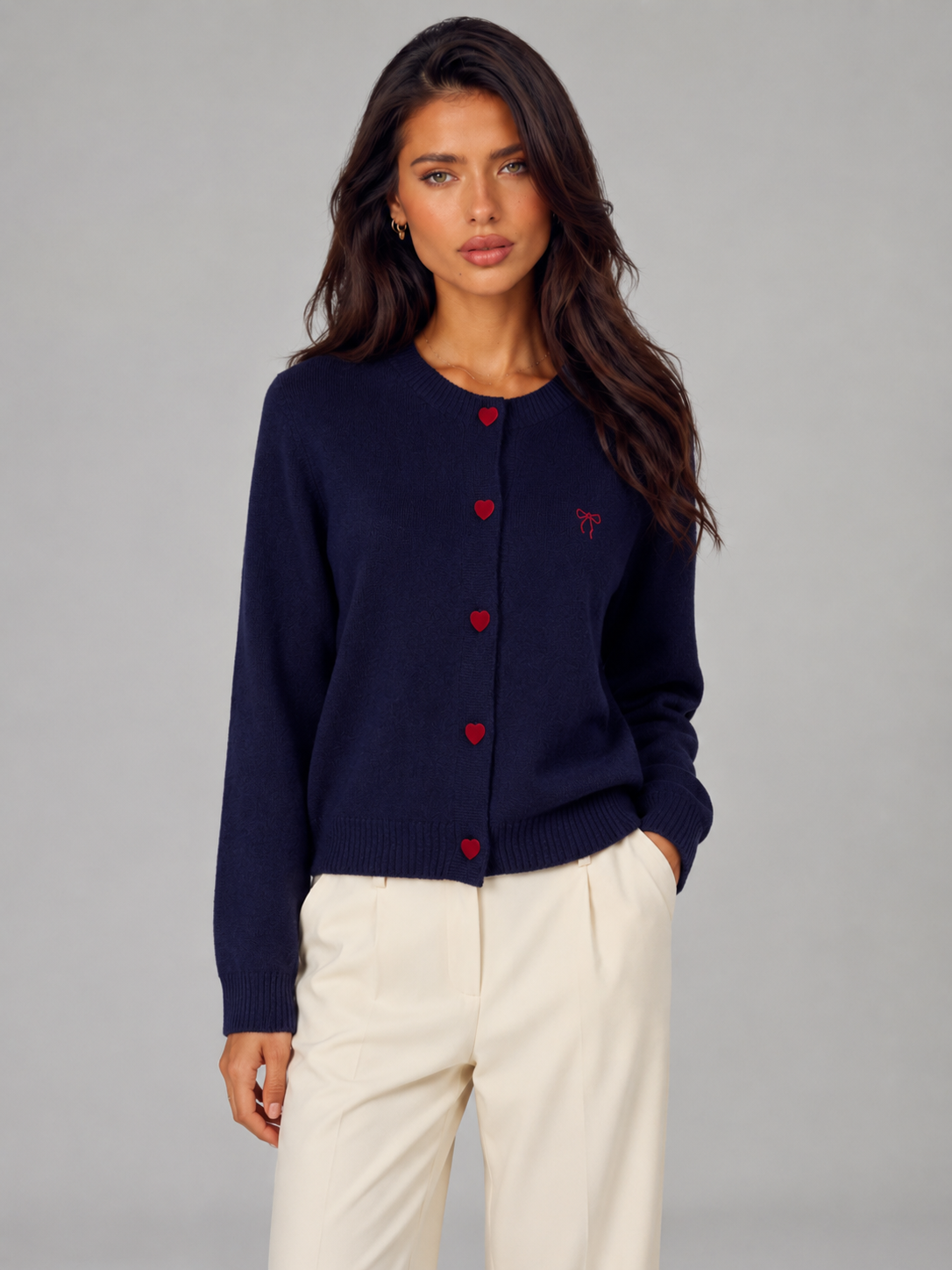 Cardigan Donna con Bottoni a Cuore