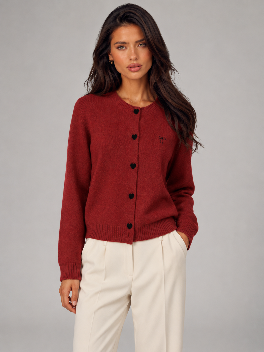 Cardigan Donna con Bottoni a Cuore