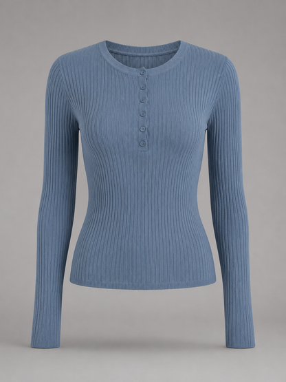 Maglia Henley Donna a Coste