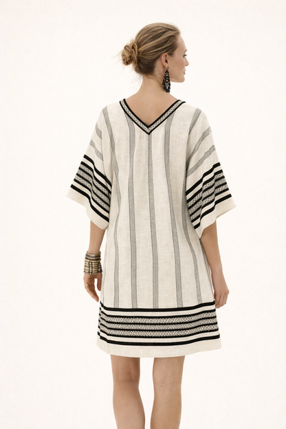 Abito Midi Donna Stampato con Maniche Ampie