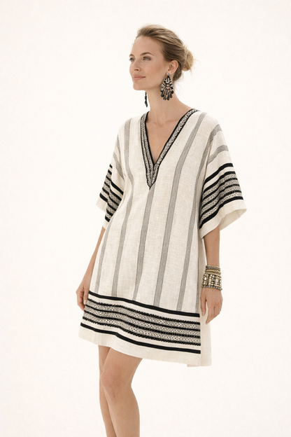 Abito Midi Donna Stampato con Maniche Ampie