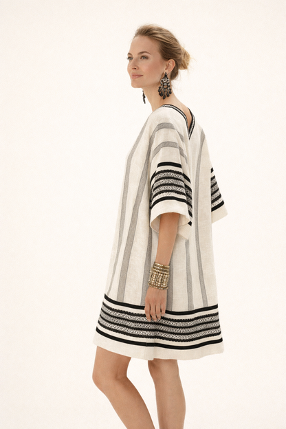 Abito Midi Donna Stampato con Maniche Ampie