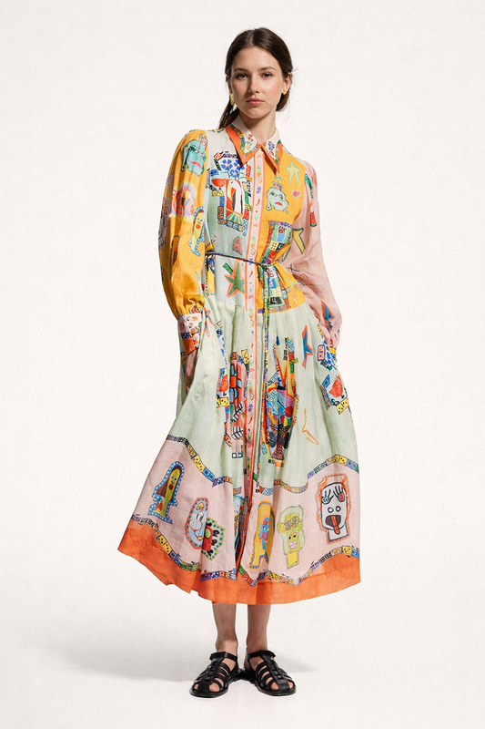 Abito Chemisier Midi Donna Colorblock
