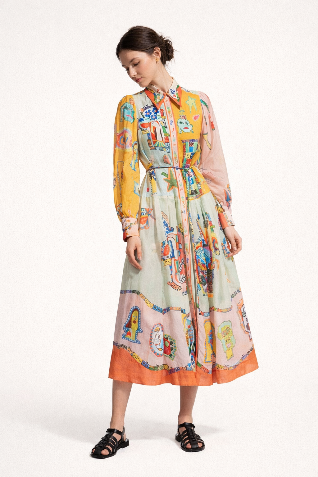Abito Chemisier Midi Donna Colorblock