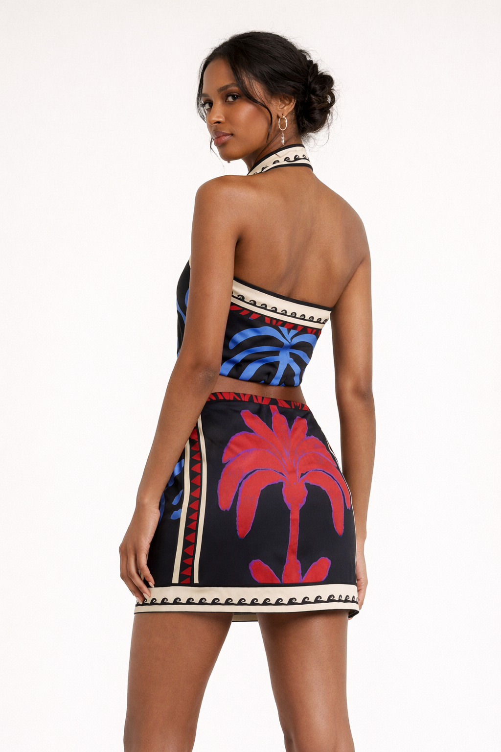 Abito Mini Donna Boho Halter Stampato