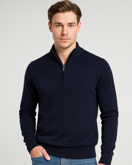 Maglione Uomo in Cotone con Mezza Zip