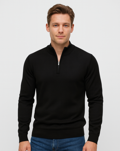 Maglione Uomo Mezza Zip in Cotone Design Pulito Versatile